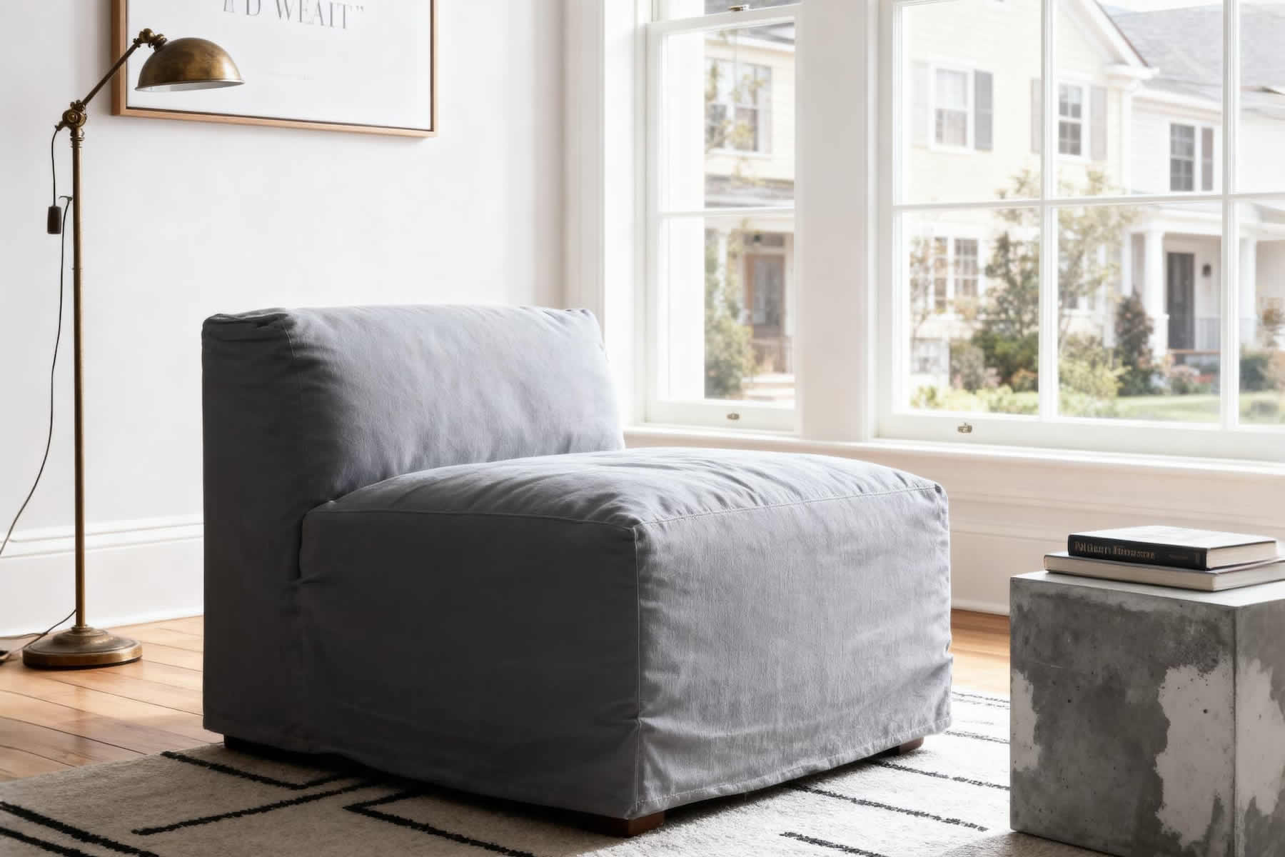 2530 Alex Cotton Armless Chair - Slipcovered Armless Chair with Washable Cover